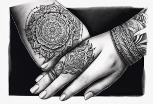 A hand holding fire tattoo idea