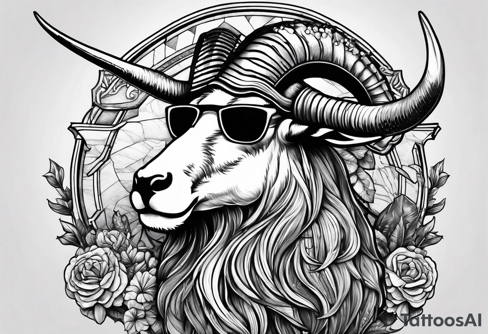 capricorn with sunglasses and shotgun tattoo idea