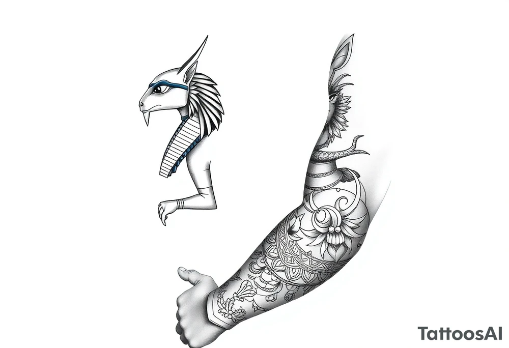 Egyptian theme tattoo for my forearm.i already have Anubis and want something else to complete my forerarm tattoo idea