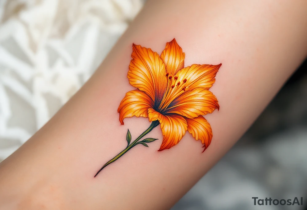 Orange glowing lily tattoo idea