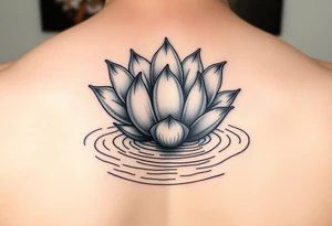 serene lotus flower emerging from sacred waters with ripples tattoo idea