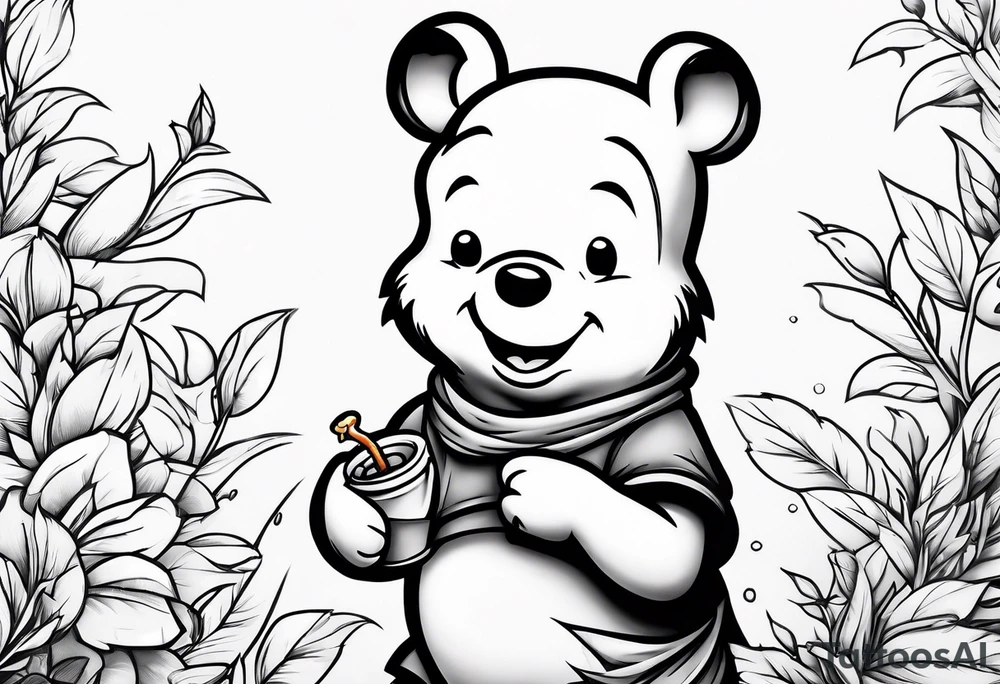 Winnie Pooh smoking joint tattoo idea