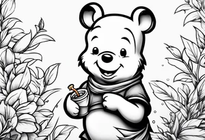 Winnie Pooh smoking joint tattoo idea
