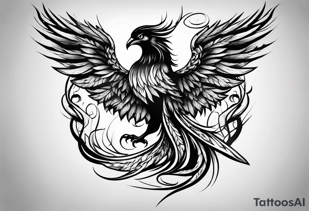 Phoenix on fire tattoo idea