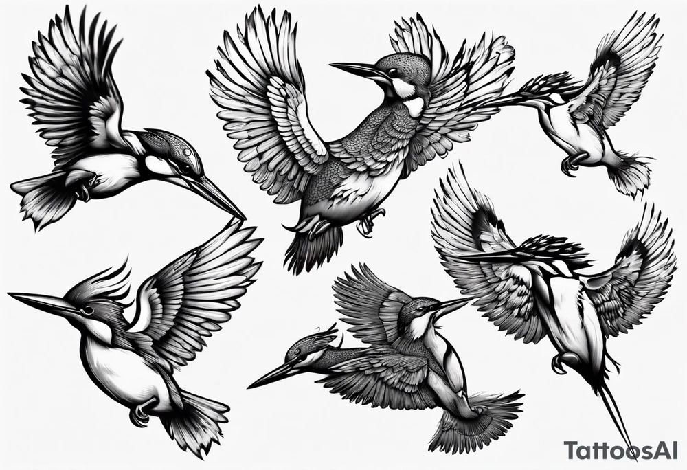 kingfisher taking flight tattoo idea