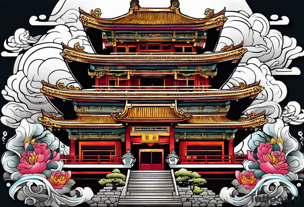 Temple with a foo dog tattoo idea