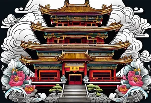 Temple with a foo dog tattoo idea