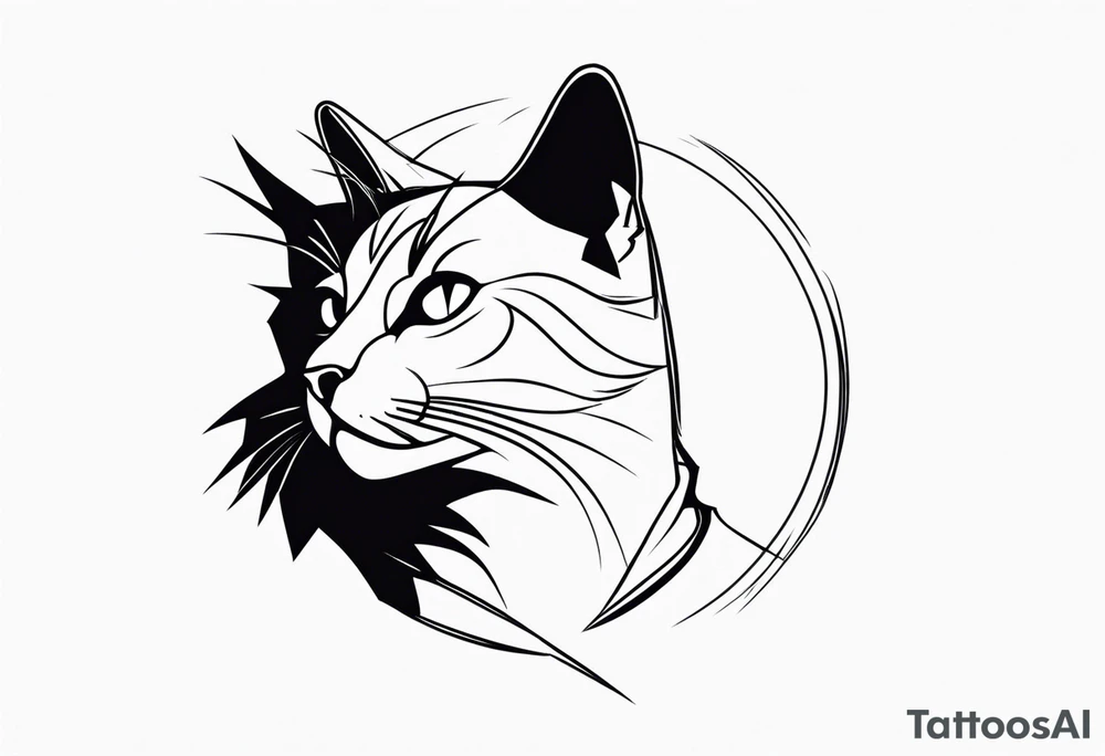 Edgy cat portrait with a spiked collar tattoo idea