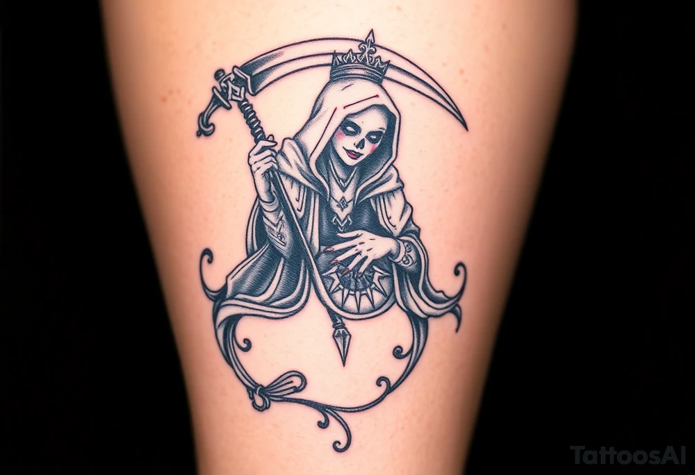 Queen, reaper, scary, pretty tattoo idea