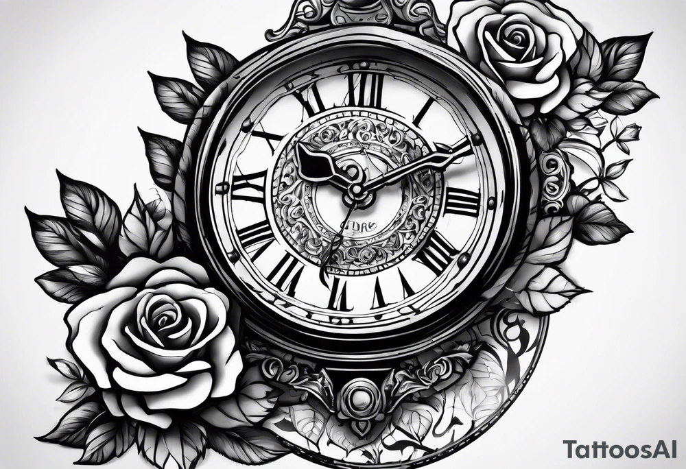 eine Taschenuhr mit einer Rose tattoo idea