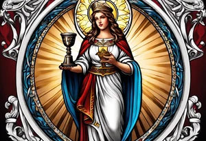 Saint Barbara  full body 
holding a chalice tattoo idea