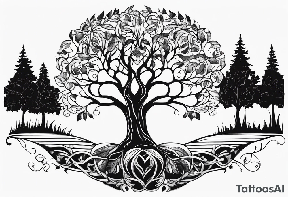 Baum mit langen Wurzeln tattoo idea