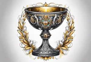 chalice surrounded by golden halo tattoo idea