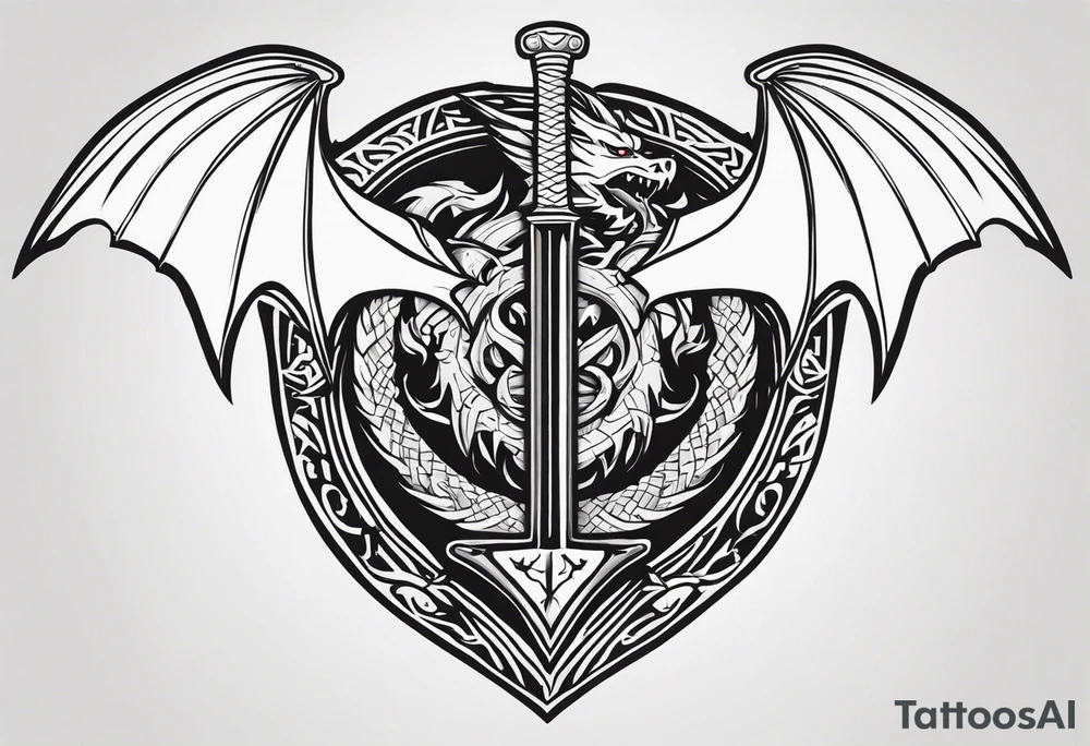 Valhalla sword shield dragon axe valkyrie tattoo idea