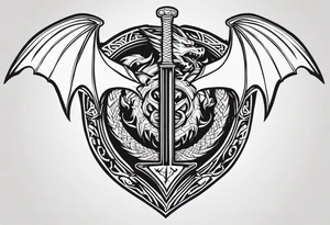 Valhalla sword shield dragon axe valkyrie tattoo idea