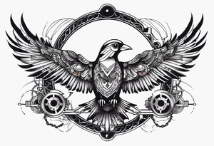 mechanical 
bird breaking free from chain tattoo idea