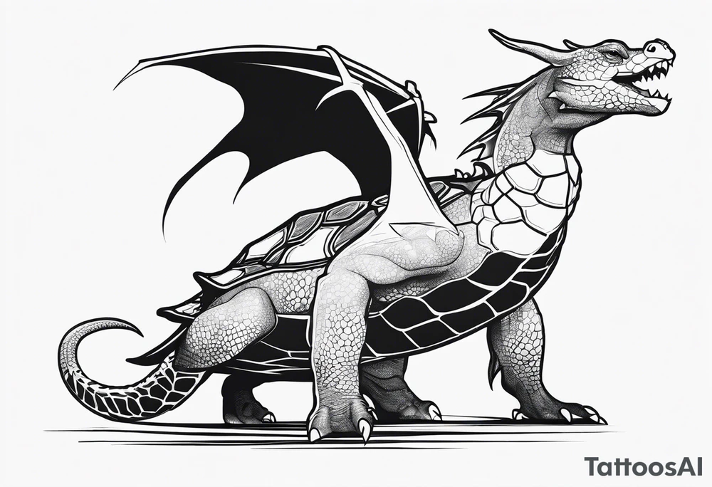 dragon wrapping around a turtle tattoo idea