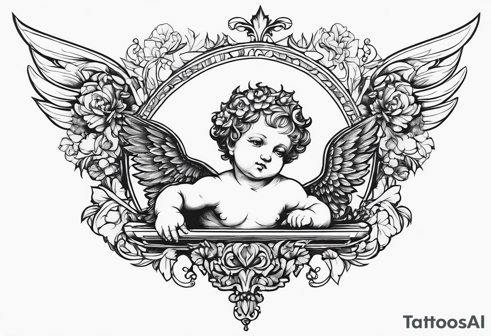 renaissance style cherub full body tattoo idea