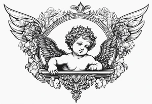 renaissance style cherub full body tattoo idea