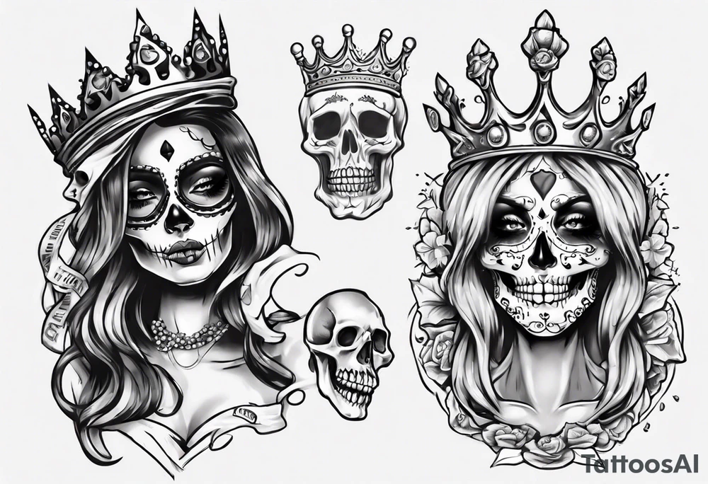 santa la muerta with money and crown
on the card tattoo idea