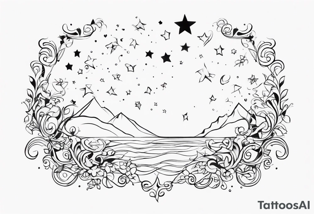small stars and curls tattoo idea