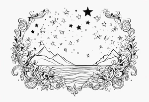 small stars and curls tattoo idea