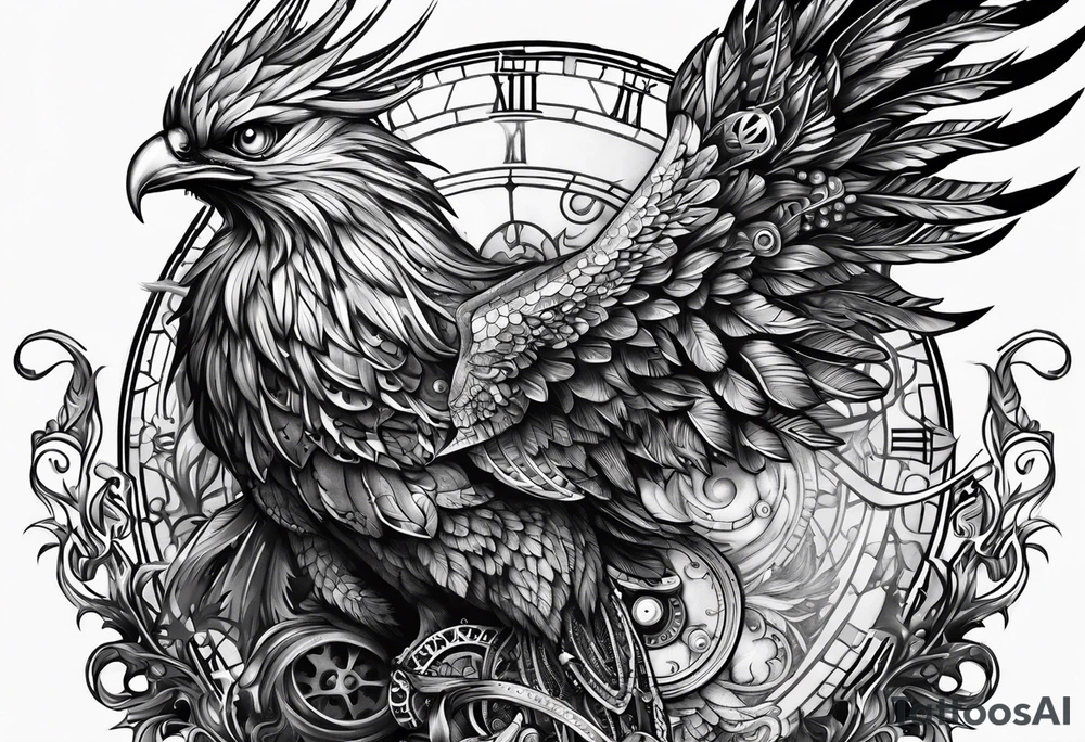 steampunk phoenix tattoo idea