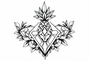 Pubic crown pineapple 
 diamond vagina and anus tattoo idea