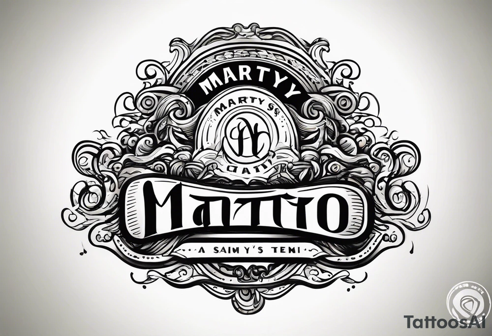 Tattoo logo with curly text saying “Marty S” tattoo idea