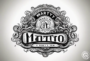 Tattoo logo with curly text saying “Marty S” tattoo idea