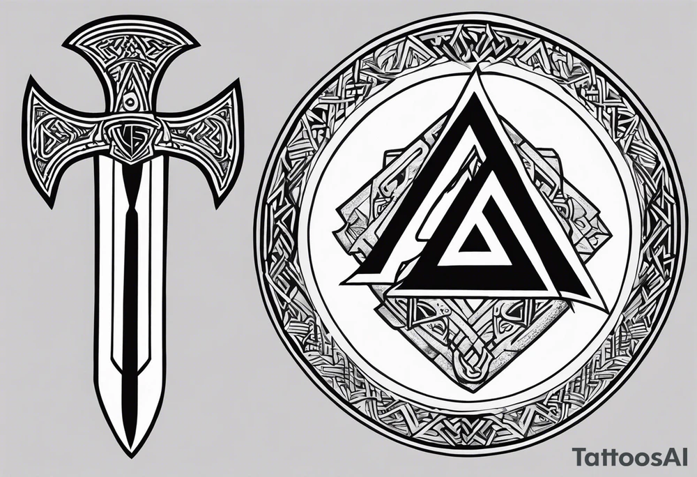 Valhalla shield valknut sword axe tattoo idea