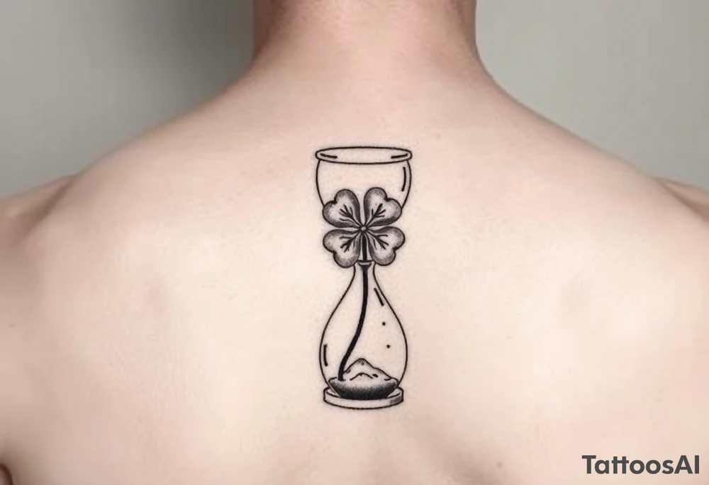 4 leaf clover growing in a hourglass tattoo idea