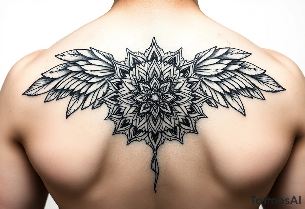 spiritual feathers ornamental mandala shaman tattoo idea