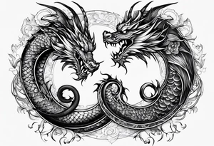 2 dragons in a yin and yang shape tattoo idea