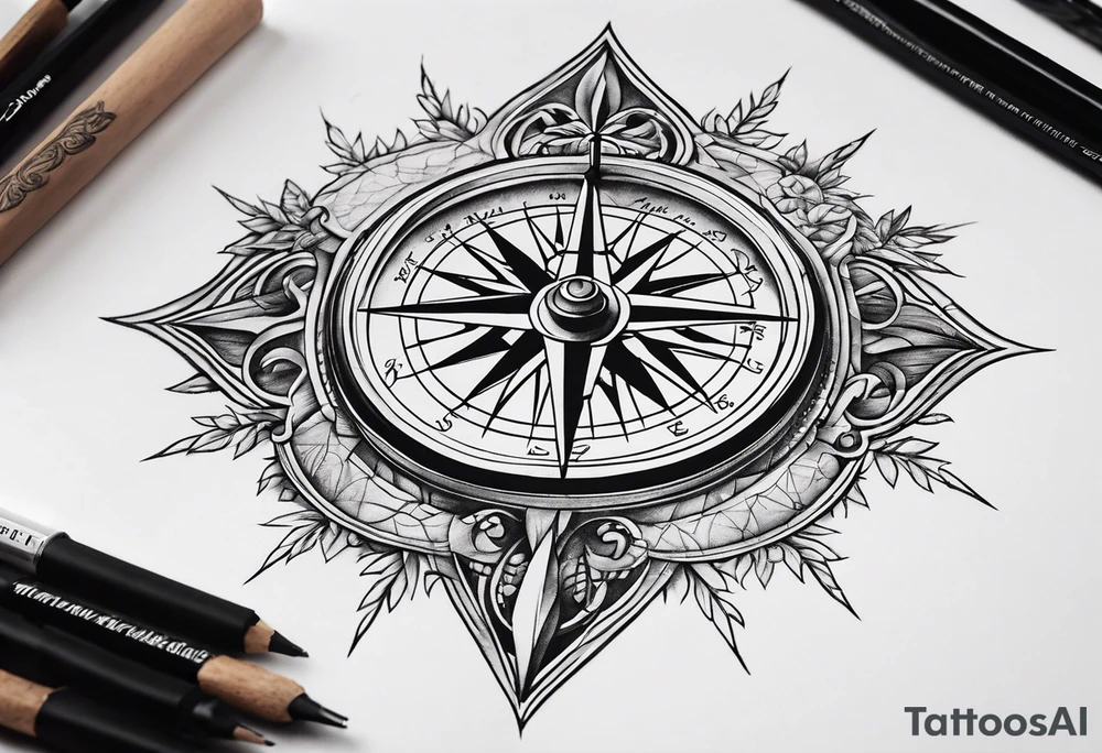 Compass with roots tattoo idea