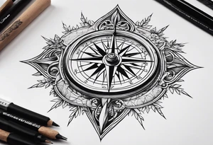 Compass with roots tattoo idea
