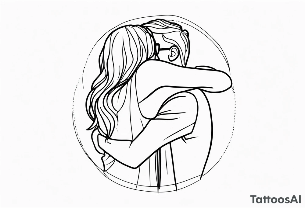 outline of people hugging tattoo idea