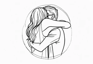 outline of people hugging tattoo idea