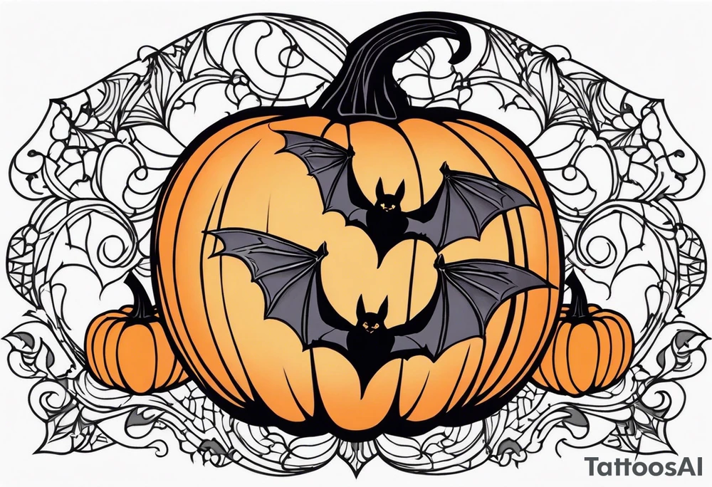 bats, pumpkin, Halloween tattoo idea