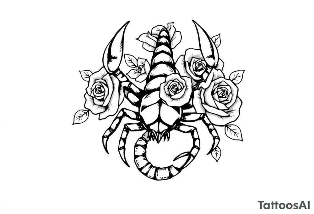 Scorpion with roses tattoo idea