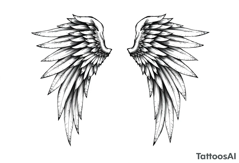 Long Angelwings straight down tattoo idea