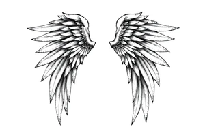 Long Angelwings straight down tattoo idea