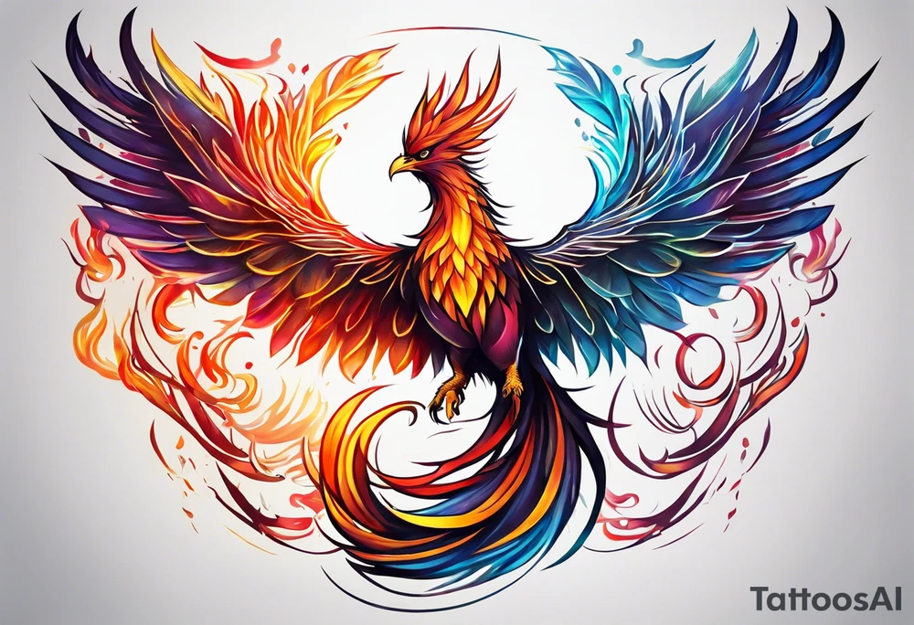 Phoenix rising out of fire. Rebirth. tattoo idea