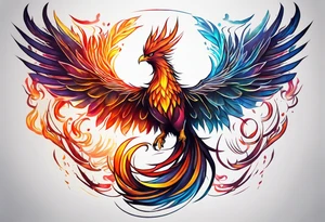 Phoenix rising out of fire. Rebirth. tattoo idea