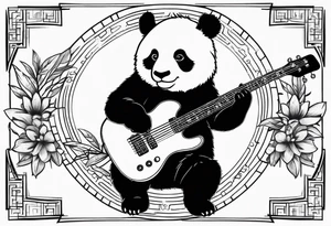 A panda playing the bass guitar tattoo idea