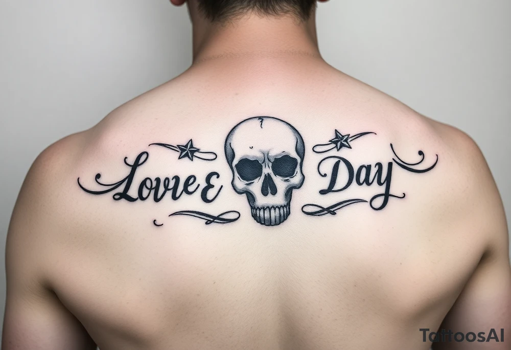 Love Each Day tattoo with  a skull tattoo idea