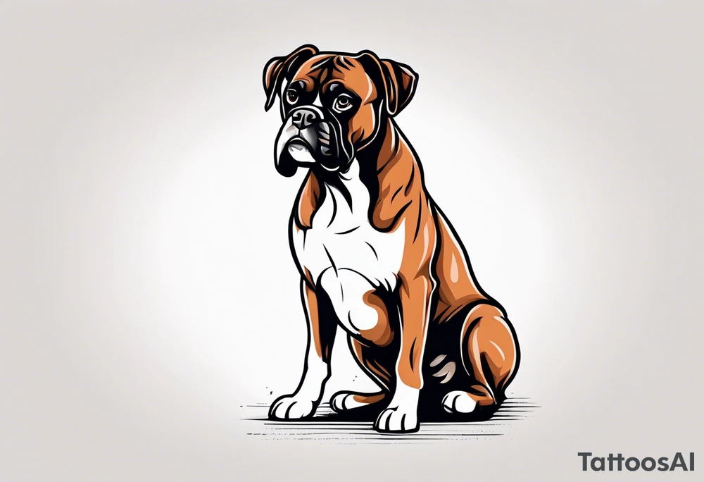 boxer dog standing up with boxing gloves on tattoo idea