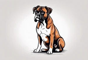 boxer dog standing up with boxing gloves on tattoo idea