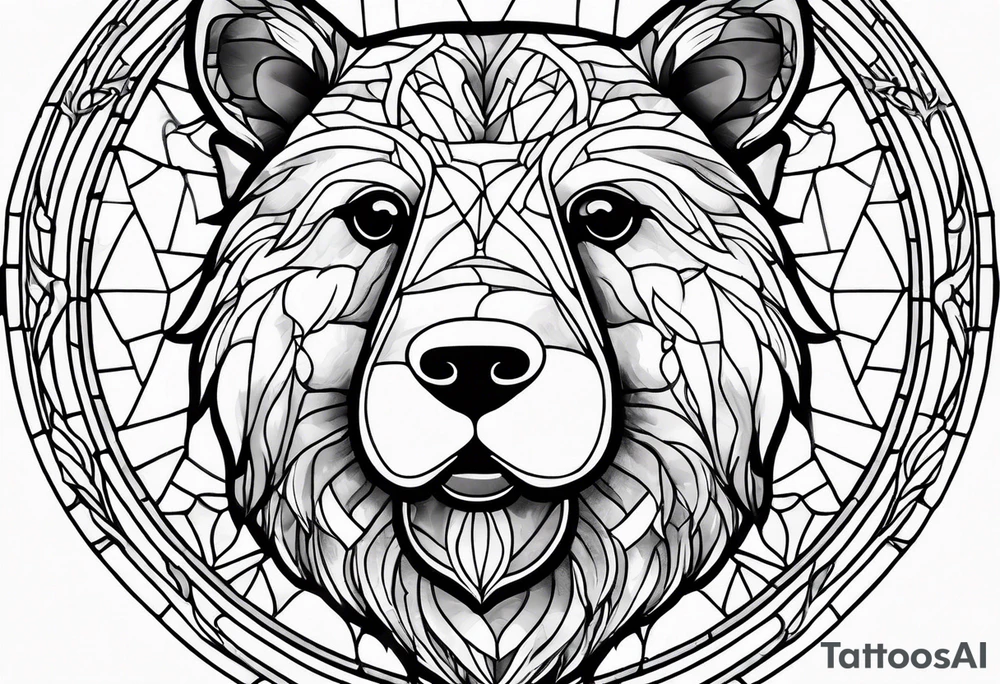 Teddy bear stain glass tattoo idea