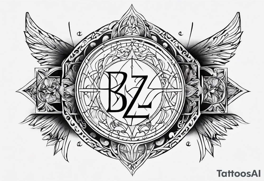 I want to get a tattoo with the letters corresponding to B and Z in the Enochian alphabet. I want the tattoo to mean something that protects me. tattoo idea